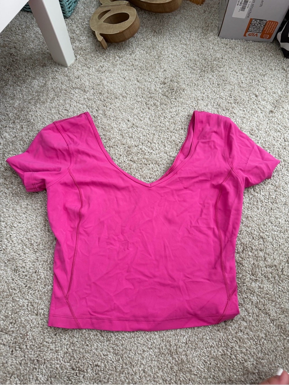 lululemon athletica V-Neck Short Sleeve Crop Top - Hot Pink